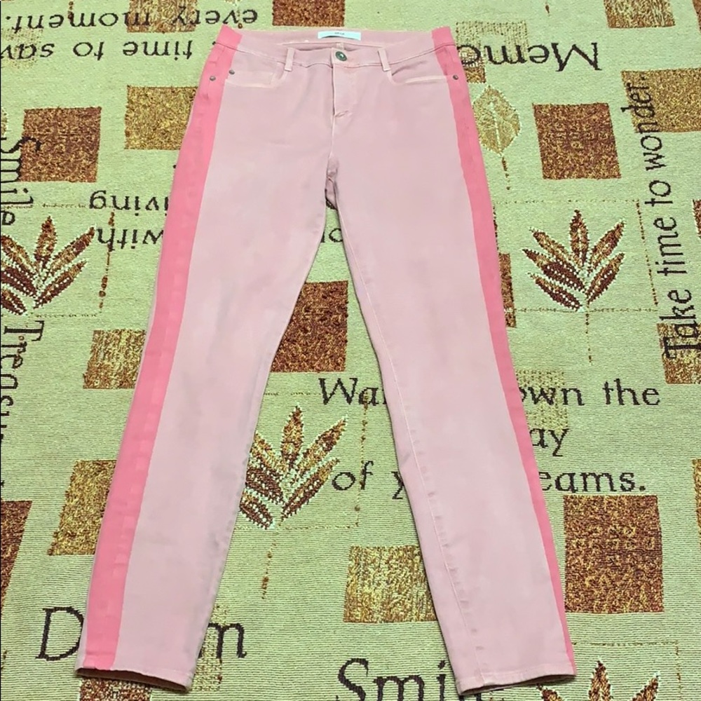 Women’s Two-Tone Pink Skinny Jeans with Contrast Side Panels